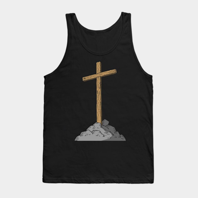 Wooden cross on a hill Tank Top by Reformer
